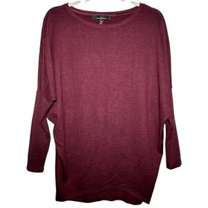 WHITE HOUSE BLACK MARKET Burgundy Heathered Knit Dolman Sleeve Tunic Top XXS
